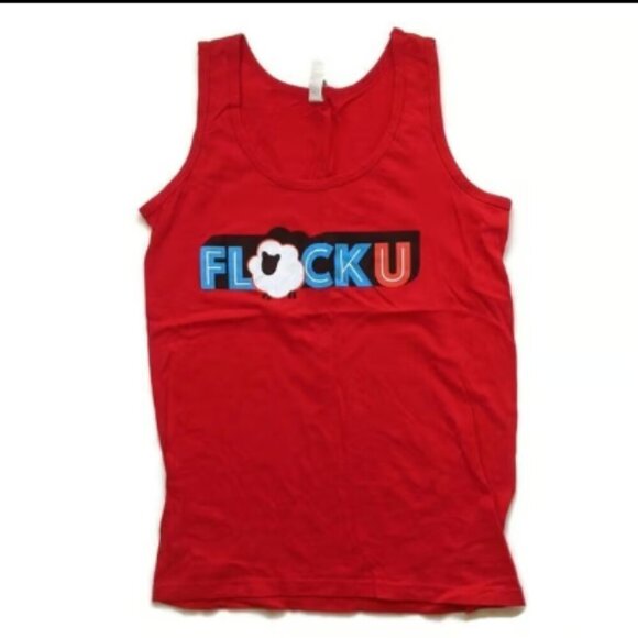 Graphic Tank Top FlockU S Red Sheep T-shirt 100% Cotton Advertising Promo - Picture 2 of 6